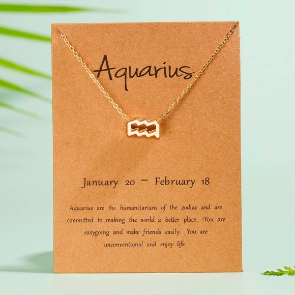 Zodiac Charm Pendant Necklace AQUARIUS - Picture 3 of 4
